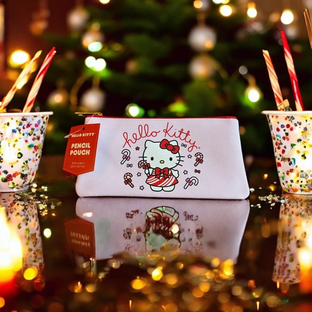Hello Kitty Christmas Pencil Case Leather Like NWT